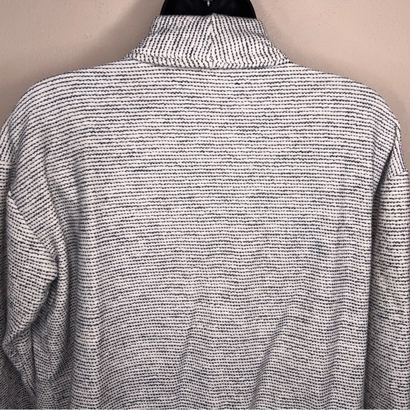 Medium Ann Taylor Loft White Grey Lounge Shrug Jacket Stretch Pockets - Picture 5 of 13